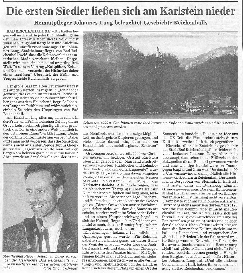 Artikel im Reichenhaller Tagblatt zur Keltenkontroverse